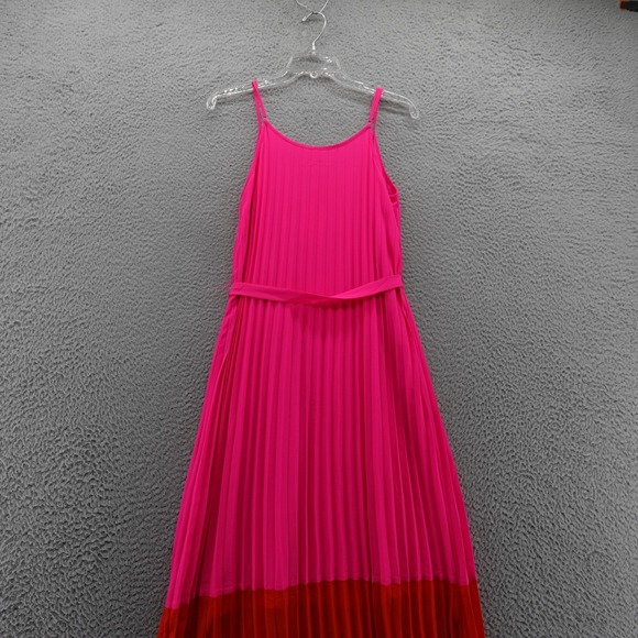 NWT Skies Are‎ Blue Pleated Colorblock Maxi Dress XS Hot Pink Red Womens Belted - Picture 4 of 15